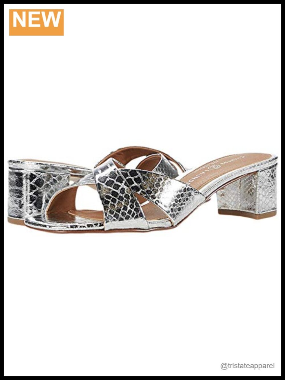 Chinese Laundry Luna Rhinestone Slide Sandals Block Heel Ankle Strap